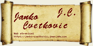 Janko Cvetković vizit kartica